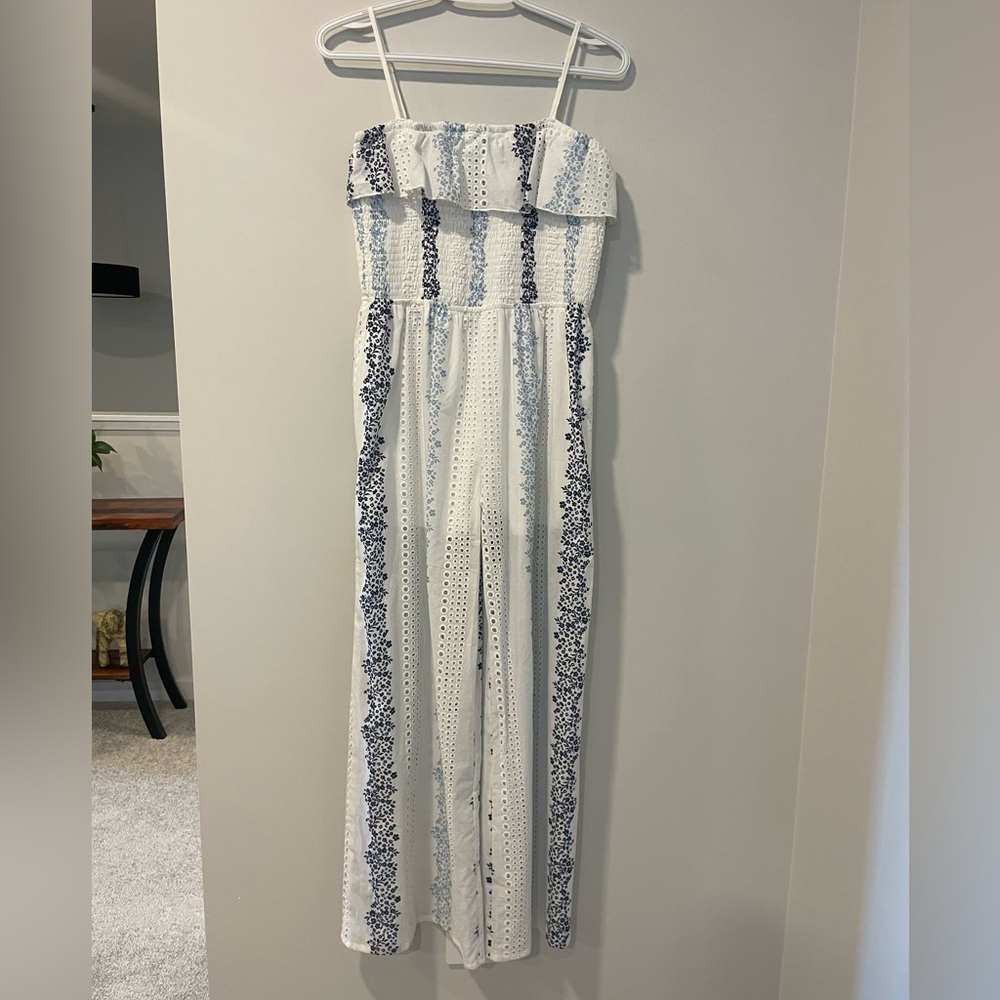 Hannah Banana Junior Embroidered Eyelet & Floral Ruffled Jumpsuit NWT!